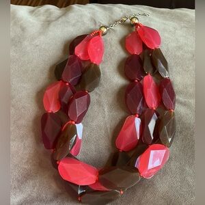Dana Buchman Oversized Pink & Brown Statement Necklace